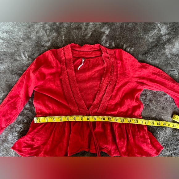 Free People Oberoi Red Boho Top size S - Picture 12 of 16